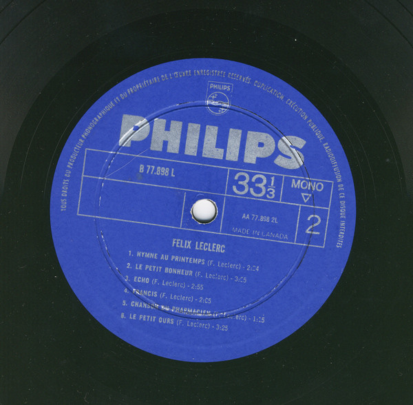 Félix Leclerc - Vol. 2 [Vinyl] | Philips (B.77.898 L) - 4