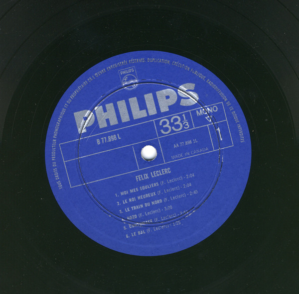 Félix Leclerc - Vol. 2 [Vinyl] | Philips (B.77.898 L) - 3