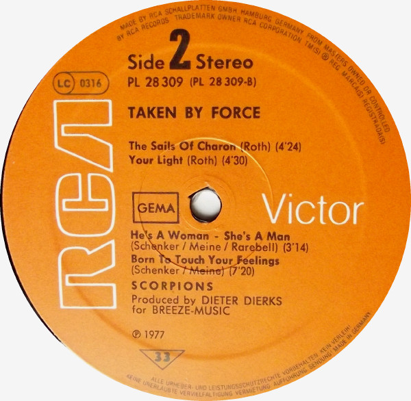 Scorpions - Taken By Force | RCA Victor (PL 28309) - 4 Scorpions - Taken By Force | RCA Victor (PL 28309) - 4