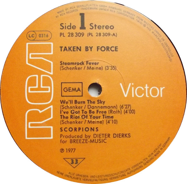 Scorpions - Taken By Force | RCA Victor (PL 28309) - 3 Scorpions - Taken By Force | RCA Victor (PL 28309) - 3