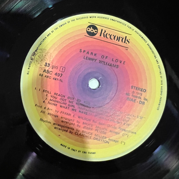 Lenny Williams - Spark Of Love | ABC Records (ABC 497) - 3 Lenny Williams - Spark Of Love | ABC Records (ABC 497) - 3