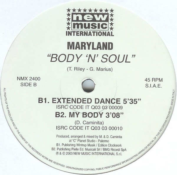 Maryland - Body 'n' Soul | New Music International (NMX 2400) - 4 Maryland - Body 'n' Soul | New Music International (NMX 2400) - 4