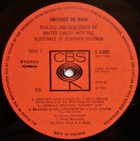 Walter Carlos - Switched-On Bach | CBS (63501) - 4