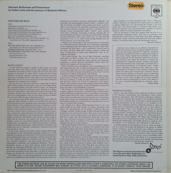 Walter Carlos - Switched-On Bach | CBS (63501) - 2