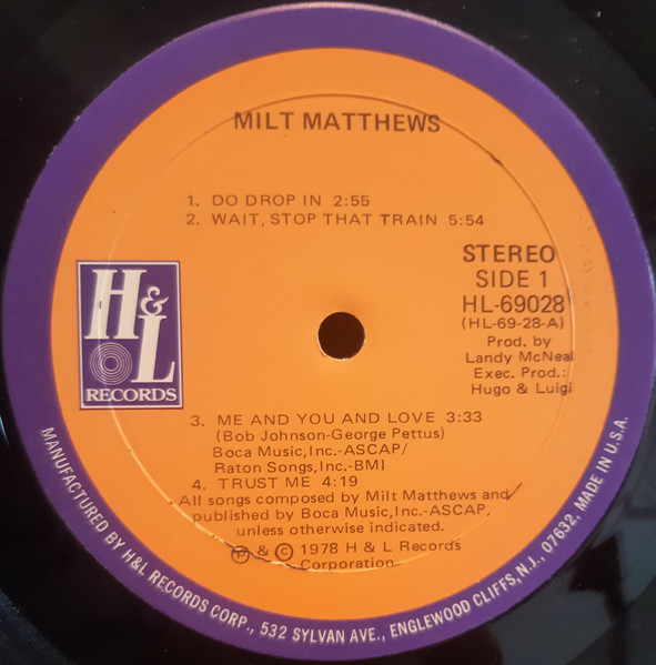 Milt Matthews - Milt Matthews | H & L Records (HL-69028) - 3 Milt Matthews - Milt Matthews | H & L Records (HL-69028) - 3