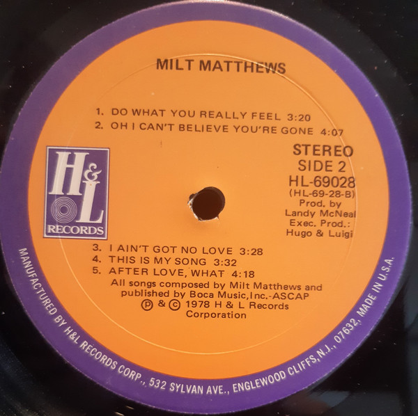 Milt Matthews - Milt Matthews | H & L Records (HL-69028) - 4 Milt Matthews - Milt Matthews | H & L Records (HL-69028) - 4