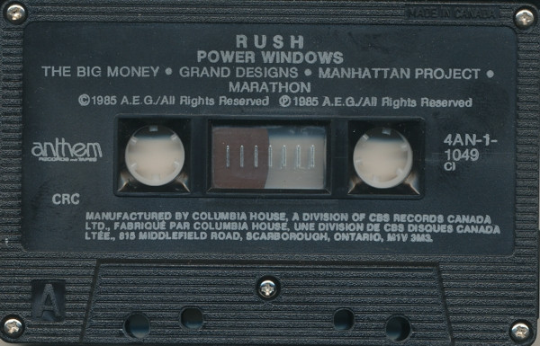 Rush - Power Windows [Cassette] | Anthem (4AN-1-1049) - 3