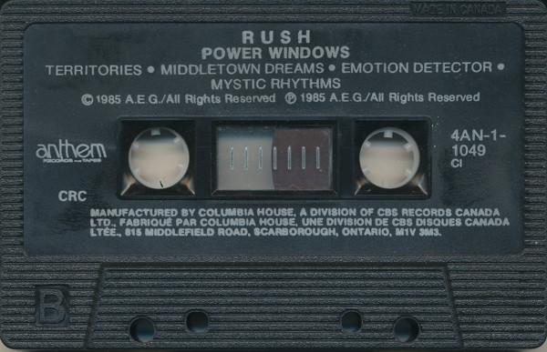 Rush - Power Windows [Cassette] | Anthem (4AN-1-1049) - 4