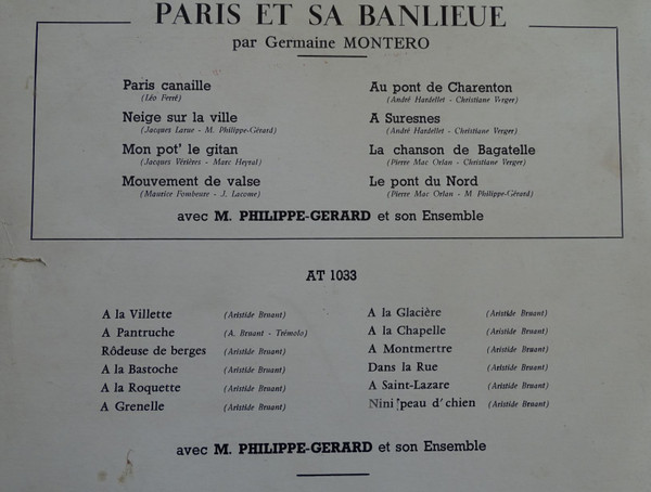 Germaine Montero - Paris Et Sa Banlieue | Pathé (AT 1039) - 2