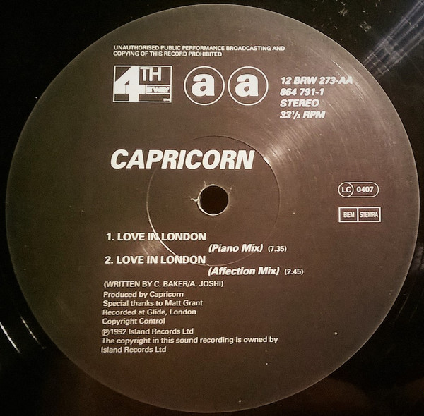 Capricorn - Taste / Love In London | 4th & Broadway (12 BRW 273) - 4