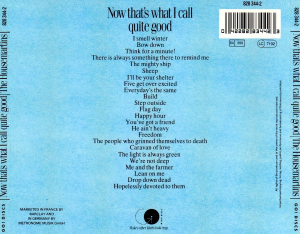 The Housemartins - Now That's What I Call Quite Good | Go! Discs (828 344-2) - 2