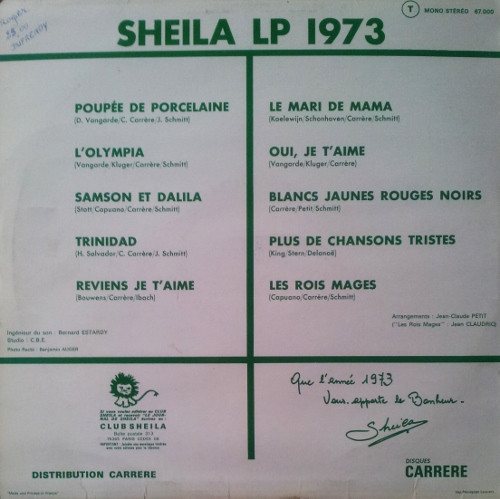 Sheila - Poupée De Porcelaine - Sheila Lp 1973 | Disques Carrere (67.000) - 2 Sheila - Poupée De Porcelaine - Sheila Lp 1973 | Disques Carrere (67.000) - 2