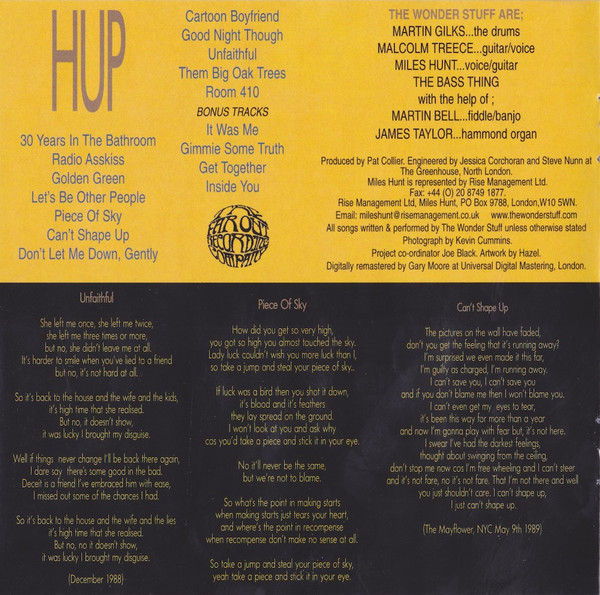 The Wonder Stuff - Hup | Polydor (549 264-2) - 3