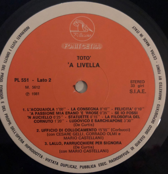 Totò - 'A Livella | Fonit Cetra (PL 551) - 4 Totò - 'A Livella | Fonit Cetra (PL 551) - 4