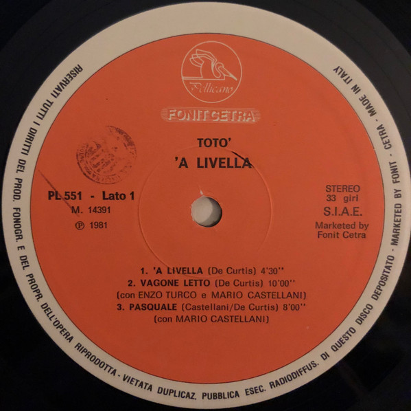 Totò - 'A Livella | Fonit Cetra (PL 551) - 3 Totò - 'A Livella | Fonit Cetra (PL 551) - 3