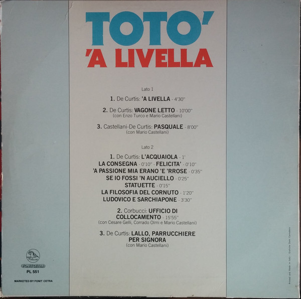 Totò - 'A Livella | Fonit Cetra (PL 551) - 2 Totò - 'A Livella | Fonit Cetra (PL 551) - 2