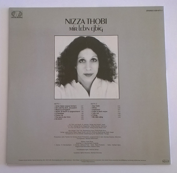 Nizza Thobi - Mir Lebn Ejbig | Jupiter Records (829 671-1) - 2