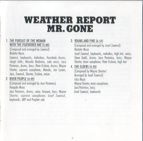 Weather Report - Mr. Gone | Columbia (468208 2) - 4 Weather Report - Mr. Gone | Columbia (468208 2) - 4
