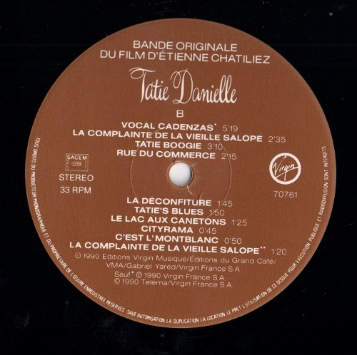 Gabriel Yared - Catherine Ringer - Tatie Danielle (Bande Originale Du Film) | Virgin (70761) - 4 Gabriel Yared - Catherine Ringer - Tatie Danielle (Bande Originale Du Film) | Virgin (70761) - 4