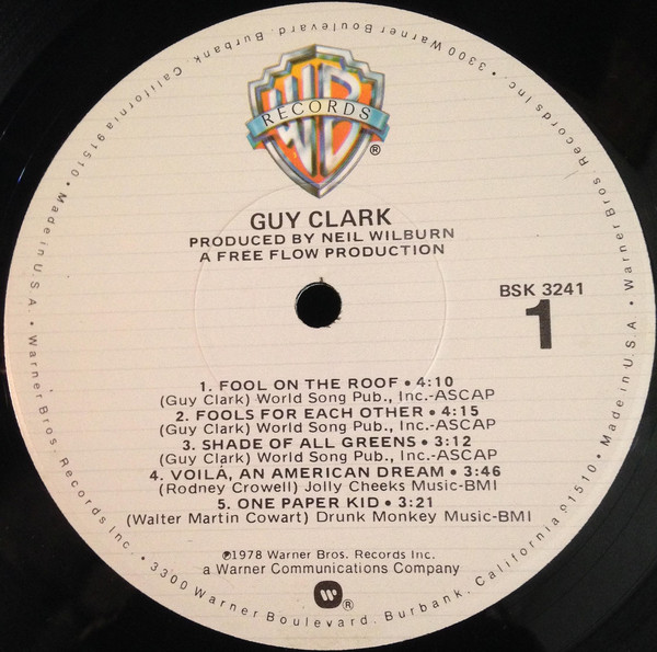 Guy Clark - Guy Clark | Warner Bros. Records (BSK 3241) - 3 Guy Clark - Guy Clark | Warner Bros. Records (BSK 3241) - 3
