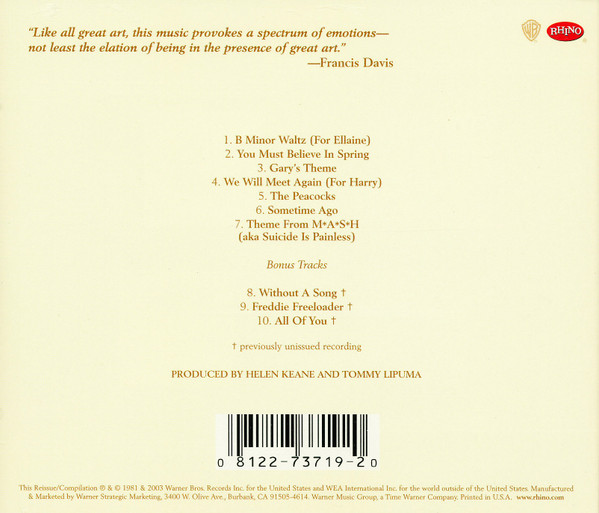 Bill Evans - You Must Believe In Spring [CD] | Rhino Records (R2 73719) - 2