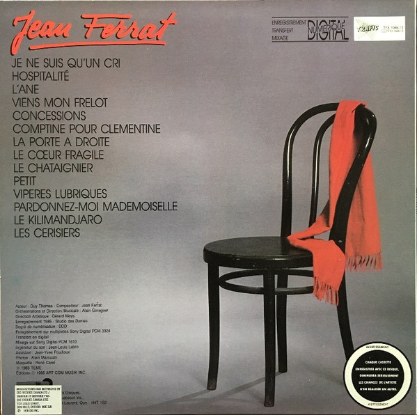 Jean Ferrat - Je Ne Suis Qu'Un Cri [Vinyl] | Trafic (TFX 1986-13) - 2