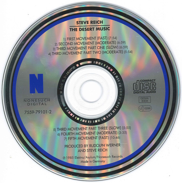Steve Reich - Michael Tilson Thomas / Steve Reich And Musicians With The Brooklyn Philharmonic Chorus And The Brooklyn Philharmonic Orchestra / William Carlos Williams - The Desert Music | Nonesuch Digital (7559-79101-2)