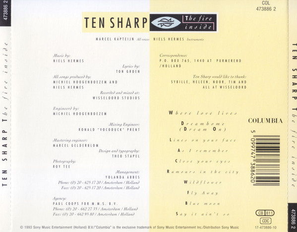 Ten Sharp - The Fire Inside | Columbia (COL 473886 2) - 2