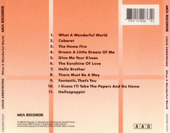 Louis Armstrong - What A Wonderful World | MCA Records (CMCAMD 25204) - 4 Louis Armstrong - What A Wonderful World | MCA Records (CMCAMD 25204) - 4