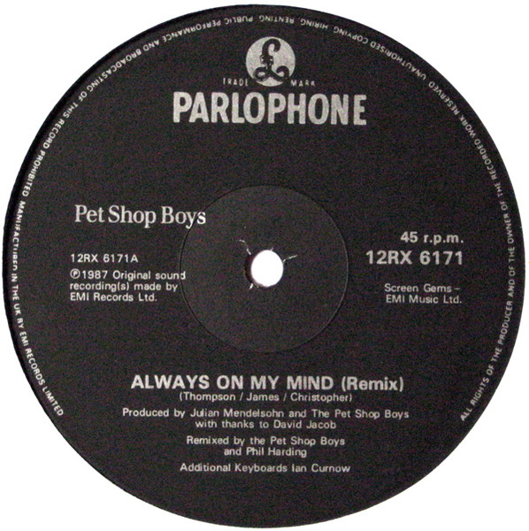 Pet Shop Boys - Always On My Mind (Remix) | Parlophone (12RX 6171) - 3 Pet Shop Boys - Always On My Mind (Remix) | Parlophone (12RX 6171) - 3