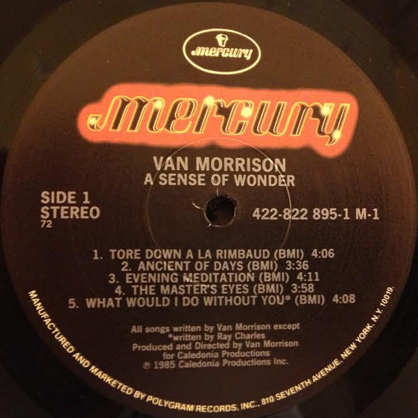 Van Morrison - A Sense Of Wonder | Mercury (822 895-1 M-1) - 3 Van Morrison - A Sense Of Wonder | Mercury (822 895-1 M-1) - 3