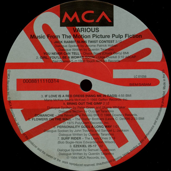 Various - Pulp Fiction (Music From The Motion Picture) | MCA Records (0008811110314) - 3 Various - Pulp Fiction (Music From The Motion Picture) | MCA Records (0008811110314) - 3