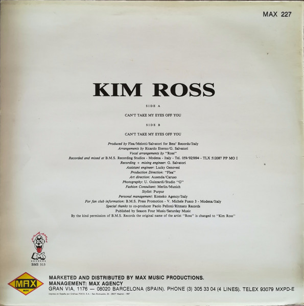Kim Ross - Can't Take My Eyes Off You | Max Music (MAX 227) - 2