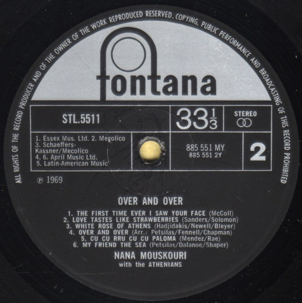 Nana Mouskouri With Les Athéniens - Over & Over | Fontana (STL.5511) - 2