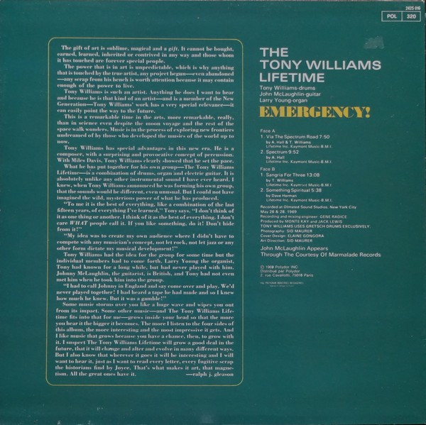 The Tony Williams Lifetime - Emergency! | Polydor (2425 016) - 2