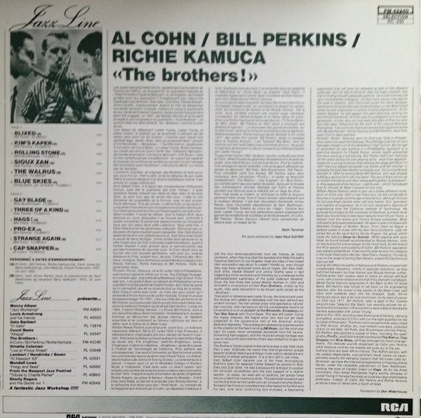 Al Cohn - Bill Perkins - Richie Kamuca - The Brothers! | RCA (PM 43240) - 3