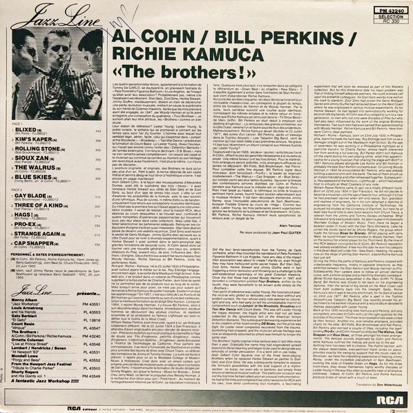 Al Cohn - Bill Perkins - Richie Kamuca - The Brothers! | RCA (PM 43240) - 2