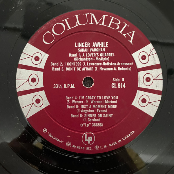 Sarah Vaughan - Linger Awhile | Columbia (CL 914) - 4 Sarah Vaughan - Linger Awhile | Columbia (CL 914) - 4