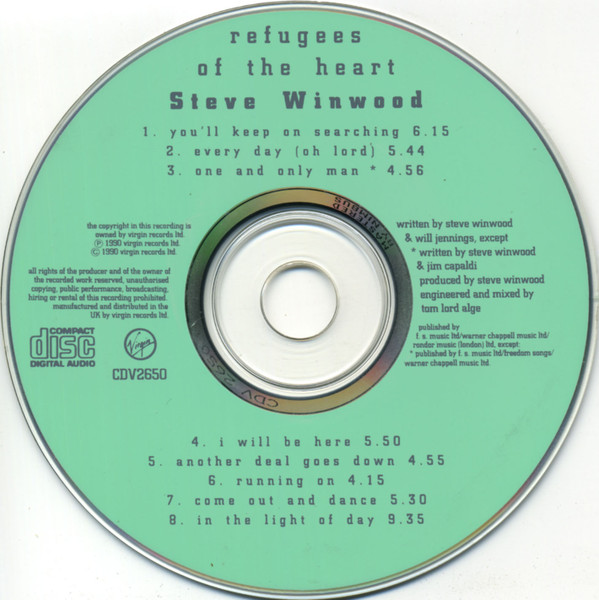 Steve Winwood - Refugees Of The Heart | Virgin (CDV 2650) - 3 Steve Winwood - Refugees Of The Heart | Virgin (CDV 2650) - 3