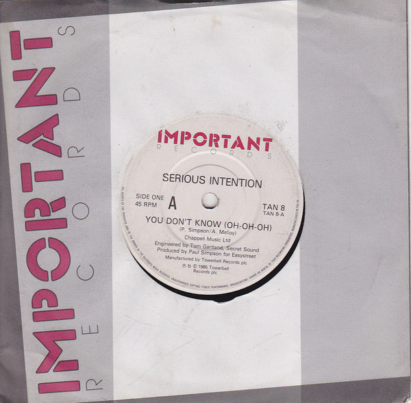 Serious Intention - You Don't Know (Oh-Oh-Oh) | Important Records (TAN 8) - 3 Serious Intention - You Don't Know (Oh-Oh-Oh) | Important Records (TAN 8) - 3