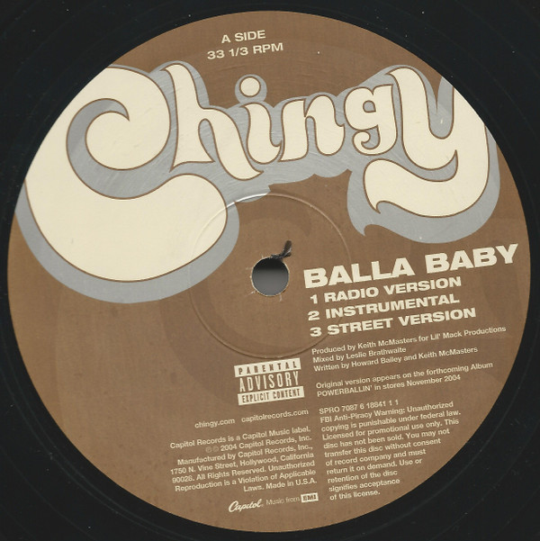 Chingy - Balla Baby / Fall-N | Capitol Records (SPRO 7087 6 18841 1 1)