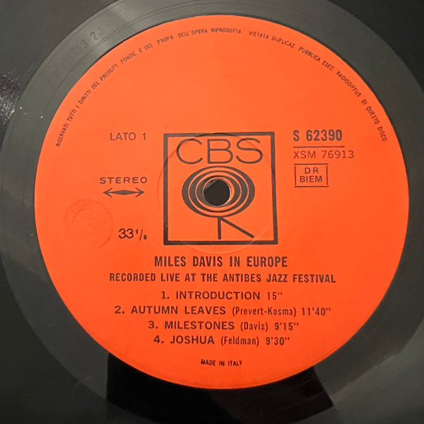 Miles Davis - Miles Davis In Europe | CBS (S 62.390) - 3