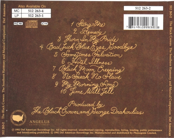 The Black Crowes - The Southern Harmony And Musical Companion | Def American Recordings (512 263-2) - 2