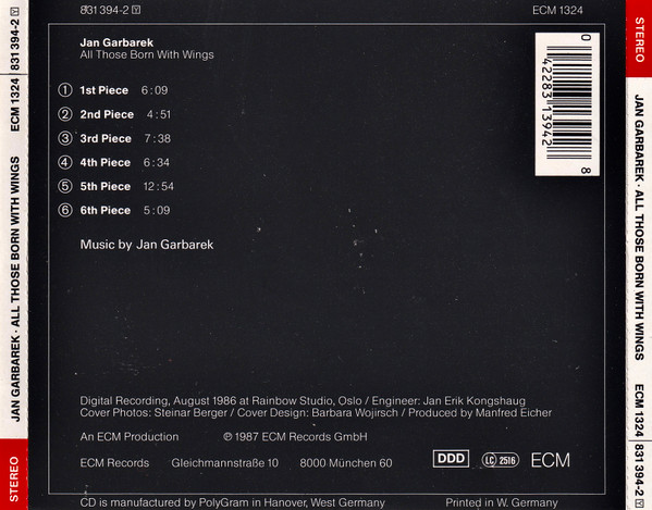 Jan Garbarek - All Those Born With Wings | ECM Records (ECM 1324) - 2 Jan Garbarek - All Those Born With Wings | ECM Records (ECM 1324) - 2