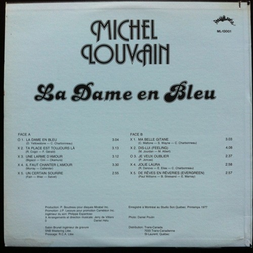 Michel Louvain - La Dame En Bleu | Les Disques Mirabel (ML-13001) - 2 Michel Louvain - La Dame En Bleu | Les Disques Mirabel (ML-13001) - 2