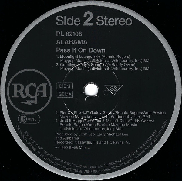 Alabama - Pass It On Down | RCA (PL 82108) - 4 Alabama - Pass It On Down | RCA (PL 82108) - 4