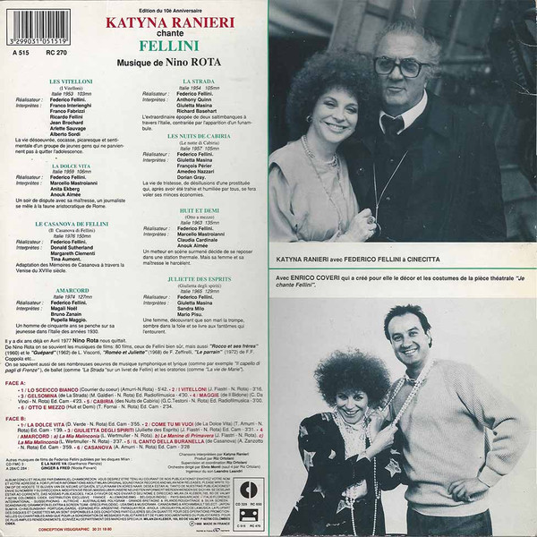 Katyna Ranieri , Nino Rota - Katyna Ranieri chante Fellini | Milan (A 515) - 2 Katyna Ranieri , Nino Rota - Katyna Ranieri chante Fellini | Milan (A 515) - 2