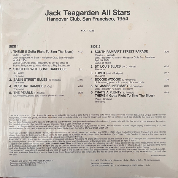 The Jack Teagarden All-Stars - Hangover Club, San Francisco, 1954 | For Discriminate Collector (FDC 1026) - 4 The Jack Teagarden All-Stars - Hangover Club, San Francisco, 1954 | For Discriminate Collector (FDC 1026) - 4