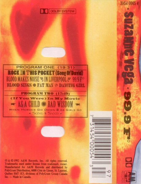 Suzanne Vega - 99.9F° | A&M Records (3145 0005-4) - 3