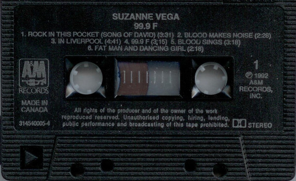Suzanne Vega - 99.9F° | A&M Records (3145 0005-4) - 4